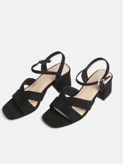Linzi Black Empire Wide Fit Link Detail Heeled Sandals