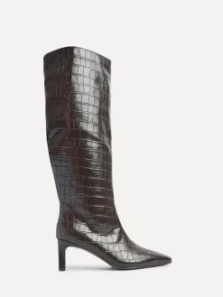 Linzi High Leg Uptown Slim Block Heel High Leg Boots Black