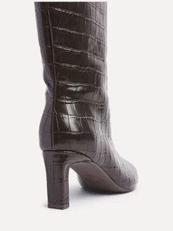 Linzi High Leg Uptown Slim Block Heel High Leg Boots Black