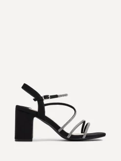 Linzi Kira Strappy Diamante Block Heeled Sandals Black Online