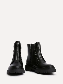Linzi Black Launch Military Boots With Front Zip Detail Online