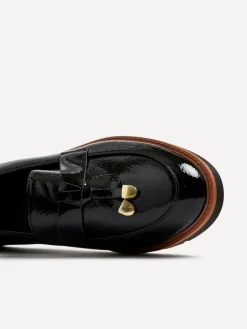 Linzi Nancy Patent Loafers With Tassel Detail Black Clearance