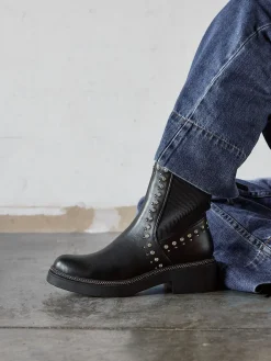 Linzi Black Optic Diamante Embellished Chelsea Boots New