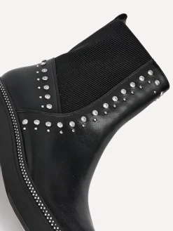 Linzi Black Optic Diamante Embellished Chelsea Boots New