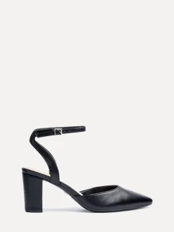 Linzi Rendall Open Back Block Heeled Court Shoes Black PU Online