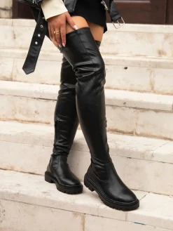 Linzi Sonny Over The Knee Long Boots Black Outlet