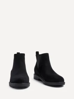 Linzi Fauna Wide Fit Chelsea Boots With Stretch Side Panel Black Suede Sale