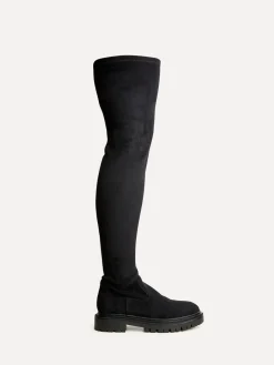 Linzi Sonny Over The Knee Long Boots Black Suede Clearance