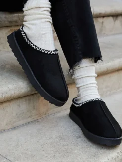 Linzi Tana Faux Suede Slip-On Slippers Black Sale