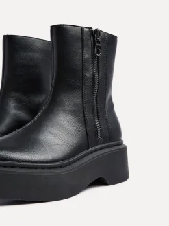 Linzi Valley Platform Ankle Boots With Side Zip Detail Black Hot