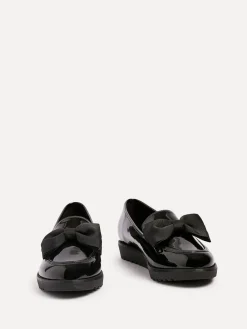 Linzi Black Wide Fit Violetta Classic Slip-On Loafers With Fabric Bow Detail Online