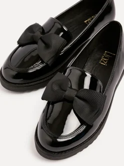 Linzi Black Wide Fit Violetta Classic Slip-On Loafers With Fabric Bow Detail Online