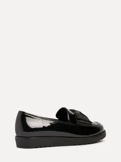 Linzi Black Wide Fit Violetta Classic Slip-On Loafers With Fabric Bow Detail Online