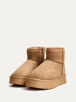 Linzi Cammie Platform Ankle Boots With Inside Zip Brown Clearance