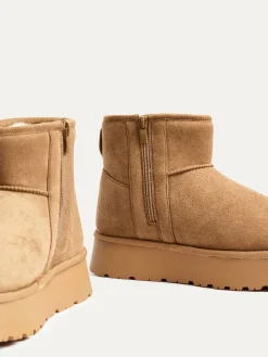 Linzi Cammie Platform Ankle Boots With Inside Zip Brown Clearance