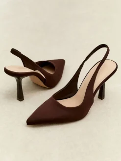 Linzi Dash Slingback Court Heels Brown Dark Hot