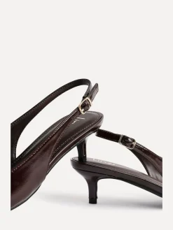 Linzi Elvira Kitten Heel Slingback Courts Brown