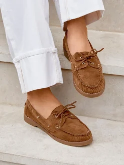 Linzi Frame Slip-On Loafers With Ruched Front Detailing Brown Sale
