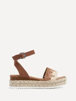 Linzi Brown Harbour Two Part Raffia Flatform Sandals Discount