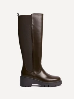 Linzi Hyland High Leg Wedges Boots Brown Hot