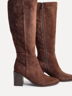 Linzi Levine Block Heeled High Leg Boots Brown