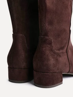 Linzi Revolve Stretch High Leg Boot With Low Block Heel Brown Light Discount