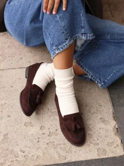 Linzi Rosemary Classic Slip-On Loafers With Tassel Detail Brown Clearance