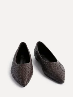 Linzi Talina Woven Pointed Toe Ballet Flats Brown Best
