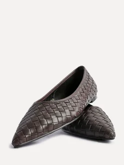 Linzi Talina Woven Pointed Toe Ballet Flats Brown Best