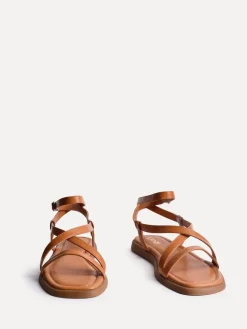 Linzi Valor Strappy Gladiator Flat Sandals Brown Clearance