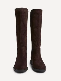 Linzi Wide Fit Wide Fit Steel High Leg Boots With Stretch Panel Brown Hot
