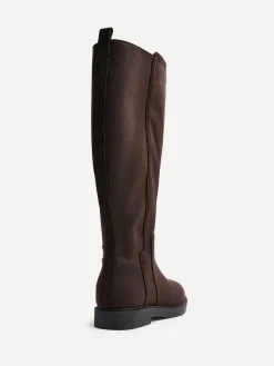 Linzi Wide Fit Wide Fit Steel High Leg Boots With Stretch Panel Brown Hot