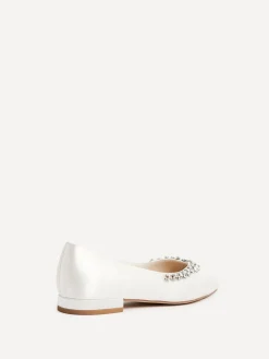 Linzi Cream Bridal Endless Pointed Toe Ballet Flat With Trim Shoes Online
