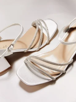 Linzi Cream Bridal Wide Fit Mariah Open Back Heels With Diamante Triple Front Online