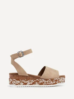 Linzi Coast Two-Part Espadrille Wedges With Metallic Plaited Trim Cream Outlet