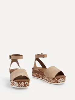 Linzi Coast Two-Part Espadrille Wedges With Metallic Plaited Trim Cream Outlet