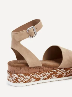 Linzi Coast Two-Part Espadrille Wedges With Metallic Plaited Trim Cream Outlet