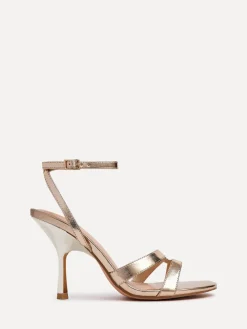 Linzi Bronte Heeled Sandals with Double Front Strap Gold Best