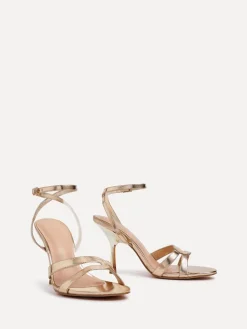 Linzi Bronte Heeled Sandals with Double Front Strap Gold Best
