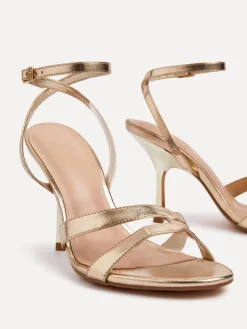 Linzi Bronte Heeled Sandals with Double Front Strap Gold Best