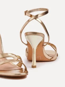 Linzi Bronte Heeled Sandals with Double Front Strap Gold Best