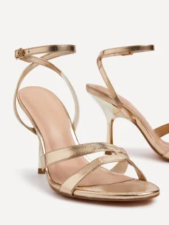 Linzi Bronte Heeled Sandals with Double Front Strap Gold Best