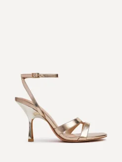 Linzi Bronte Heeled Sandals with Double Front Strap Gold Best