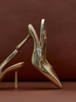 Linzi Dash Slingback Court Heels Gold