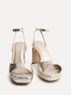 Linzi Diva Platform Block Heels Gold Discount