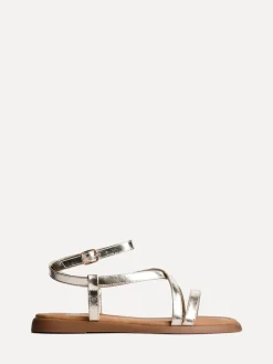 Linzi Valor Strappy Gladiator Flat Sandals Gold New