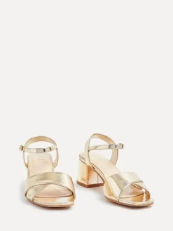 Linzi Vivian Wide Fit Heeled Sandals With Crossover Front Strap Gold Online