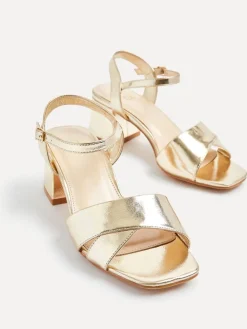 Linzi Vivian Wide Fit Heeled Sandals With Crossover Front Strap Gold Online