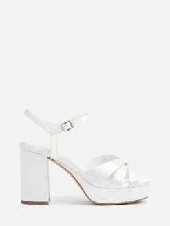 Linzi Ivory Bridal Keliah Platform Cross-Over Strap Block Heeled Sandals Best