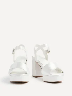 Linzi Ivory Bridal Perola Cross-Over Strappy Platform Sandals Clearance